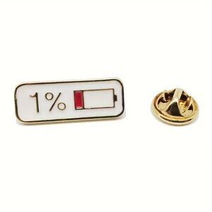 1% Low Power Battery Enamel Brooch Pin